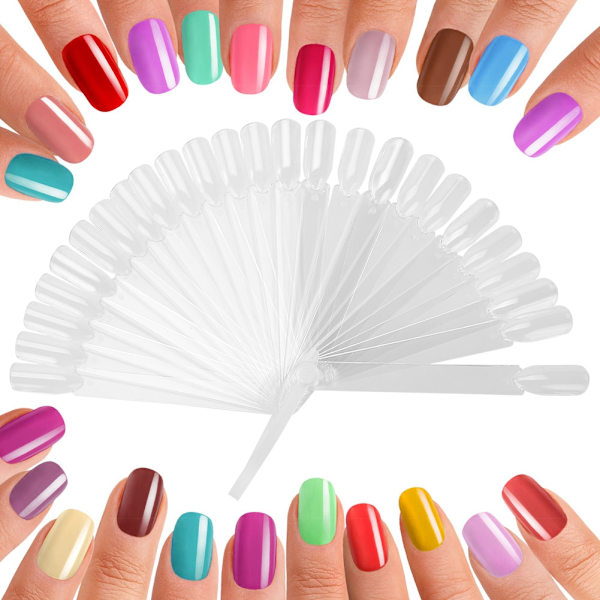 32 st falska nagelspetsar, palett för manikyr, gellack, display, övningsverktyg, transparent