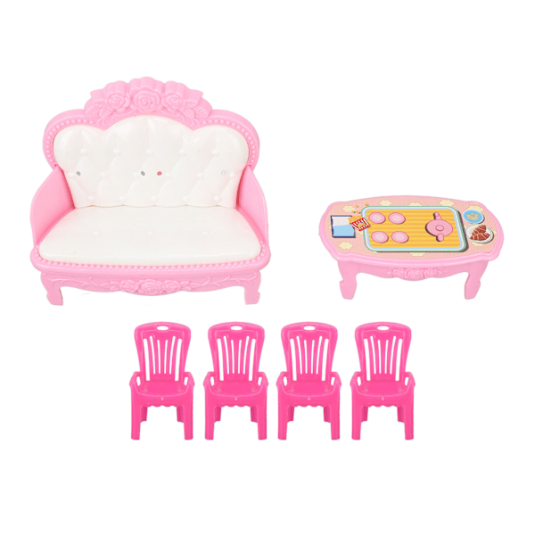 Miniatyr Vardagsrums Möbel Simulerings Soffa Kaffebord Stol Möbelmodell Set för 1/16 Dockhus Typ 1