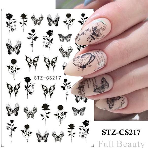 3 st Silver Hollow Butterfly Nagelstickers D