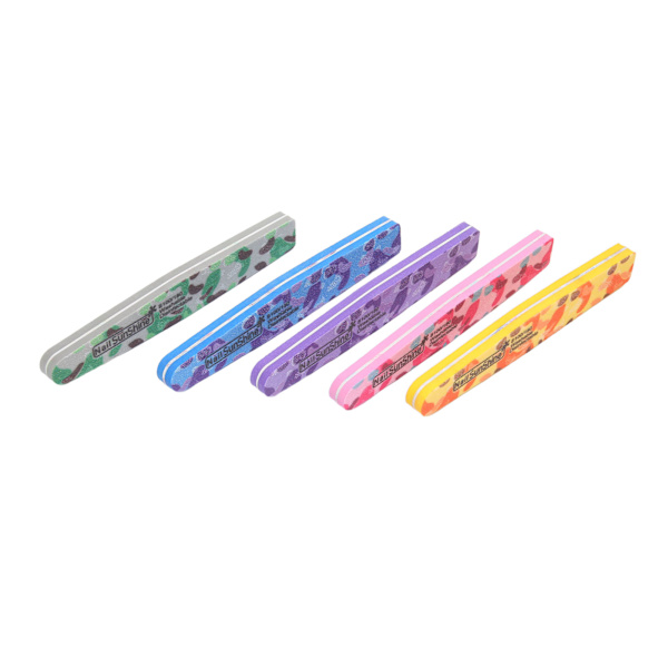 5-pack Nagelfil Reusable Tvättad Färgglad Svamp Plastbräda Nagelfilning Strip för DIY