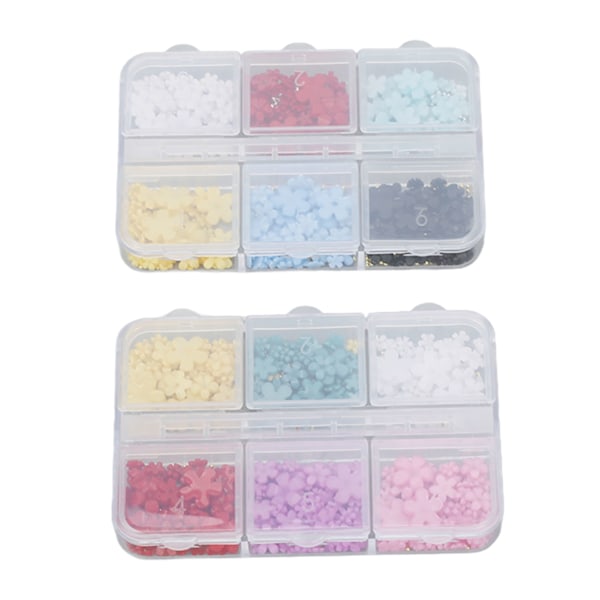 2 Ask 12 Rutor 3D Blomnagelcharm Resin DIY Nagelsmycke Dekoration Strass Dekaler