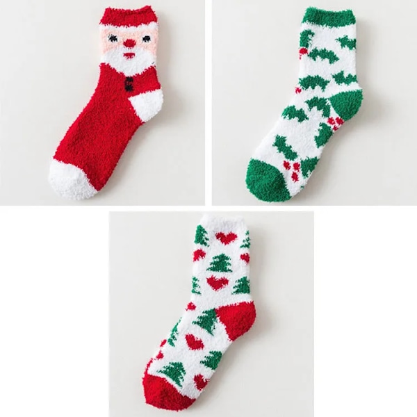 3 st Winter Christmas coral sammetsstrumpor