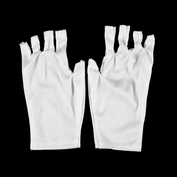 UV-skyddande Handske Stretchig Fingerlös Stickad Vit Professionella Skyddshandskar för Manikyr Kort