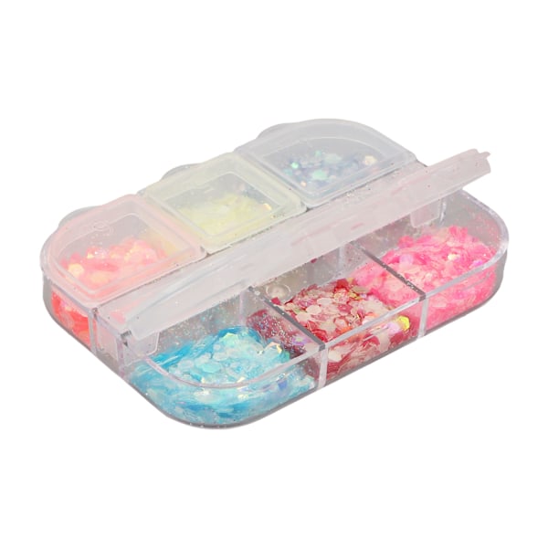 Nagelkonst-paljetter i stil B, blandade färger, iriserande, DIY-design, manikyr, nagelkonstdekorationer, nagelkonstglitterflingor