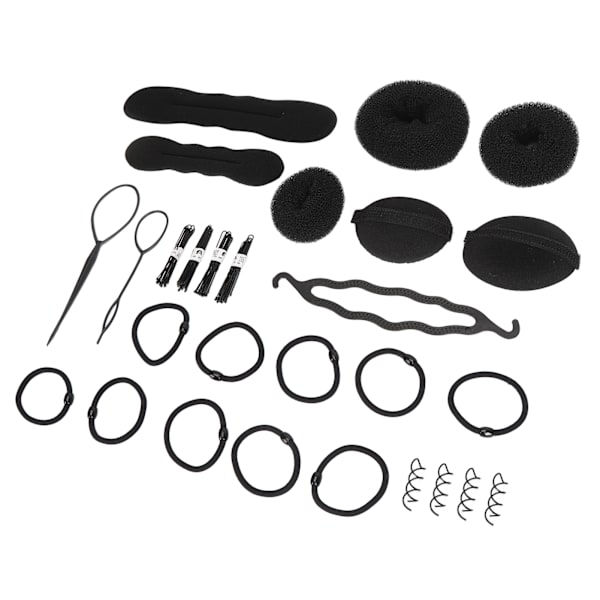 Hårbulleformare Set Stift Elastiska Band Hår Donut Bulle Maker Frisörverktyg Set för Vuxna Barn