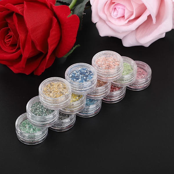 12 Färger Glitterpulver Glimmande Nagelkonst Tips Dekoration Verktyg DIY Manikyr Set