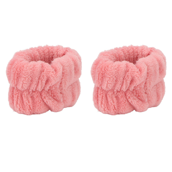 1 Par Ansiktsrengöringsarmband Stark Vattenabsorption Hudvänlig Mjuk Ren Färg Damarmband för Hemma Resa Rosa