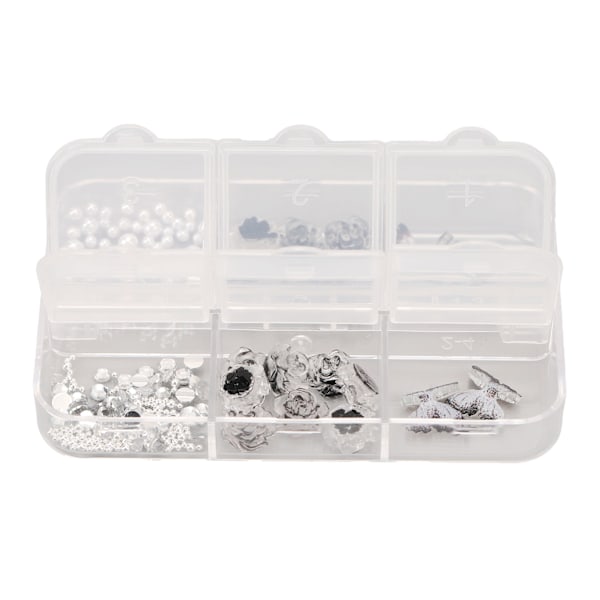 Svarta och vita dekorativa nagelcharms Fjärilsform 3D Falska blommor Form Vintage nagelcharms Kit Transparent