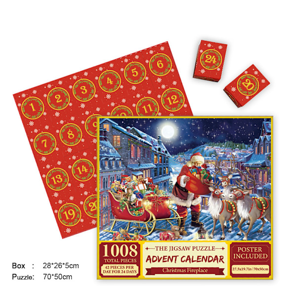 Julkalender med Nedräkning Blind Box 1008 Bitars Pussel för Vuxna Avkoppling Överraskningsgåva G