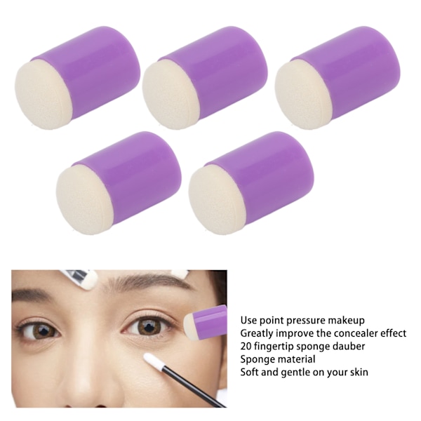 20 st DIY Finger Svamp Applikator Runda Huvudöverdrag Mörka Ringar Mini Svamp Applikator Set