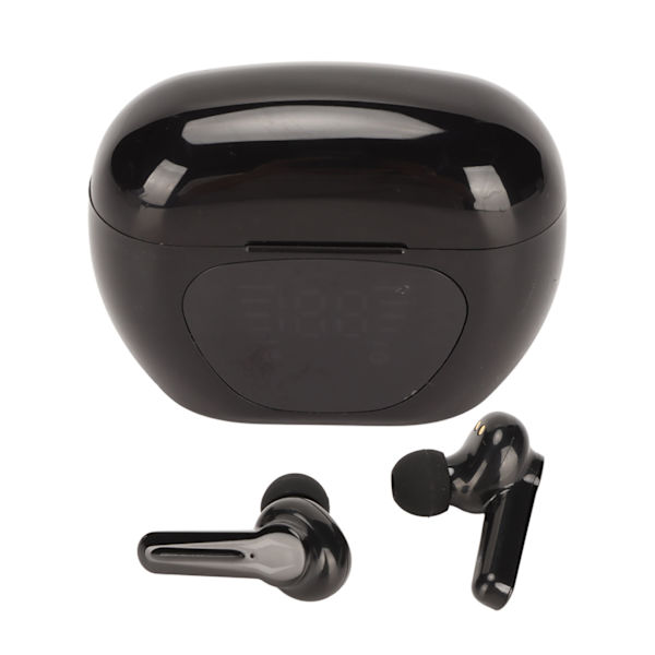 Trådlösa Bluetooth-hörlurar med pekkontroll, brusreducering, LED-digital display, stereo, vattentäta hörlurar med mikrofon