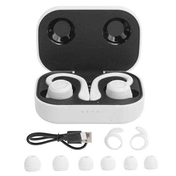 Bluetooth-öronsnäckor med öronkrokar, trådlösa sport-hörlurar med laddningsbox (vit)