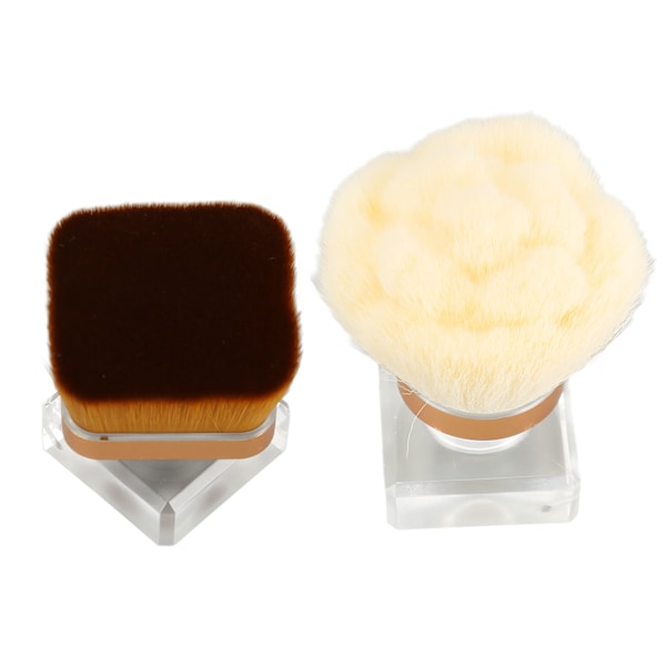 2-pack Löspuder Foundation Borst Set med Transparent Bas Syntetisk Mjuk Fluffig Blandningsborste