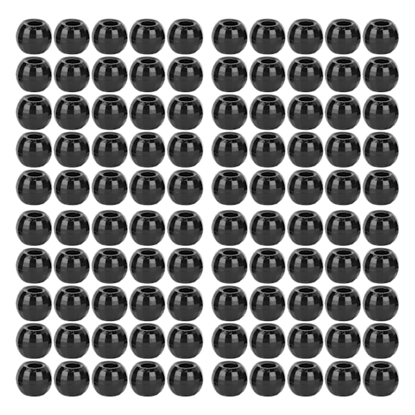 100 st hårflätade pärlor Plast Stora hål Sektion 12mm Dreadlocks Hårflätade pärlor Svart