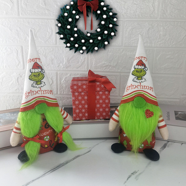 Julgrinchdocka Ansiktslös Docka Grinch Rudolph Festival Inredning Prydnader 2 28*12*8.5