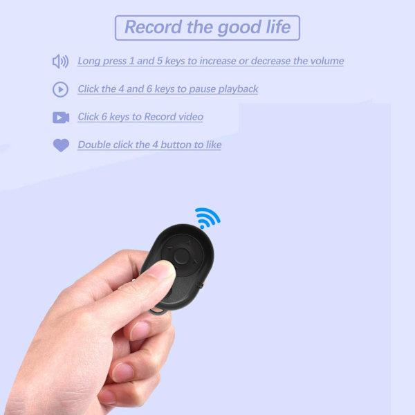 Trådlös Bluetooth-fjärrkontroll för slutare, paus, uppspelning och sidvändning Kompatibel med TikTok