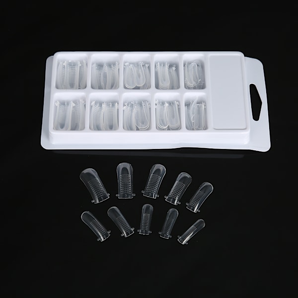 100 st olika storlekar Snabbbyggda Falska Nagelspetsar   Nagelfixering Klämma Nagelkonst Kit Set