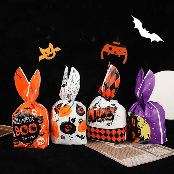100 st Halloween Förpackningspåse Bakning Cookie Bag Presentpåse