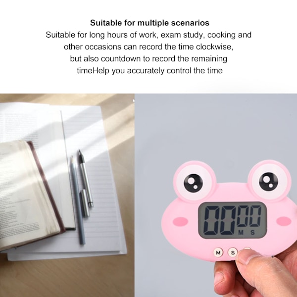 Tecknad digital timer ABS Bärbar Lätt Enkel att använda Söt Tecknad Timer för kök Matlagning Rosa Groda