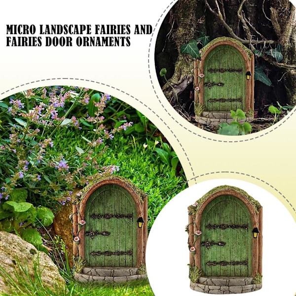 Miniatyr Pixie Elf Fairy Door Träd Trädgård Fönsterdörr Jul green