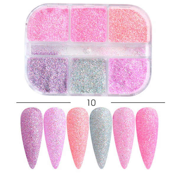 3 st Nail Glitter Magic Mirror Aurora Iridescent Puder Pärlpuder 9