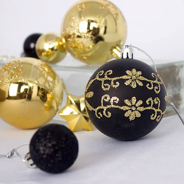 Julgranskulor 44 st Målade Forma Papplåda 3-6cm Passar Juldekorationer Galvaniserad Kulhänge Gold and White