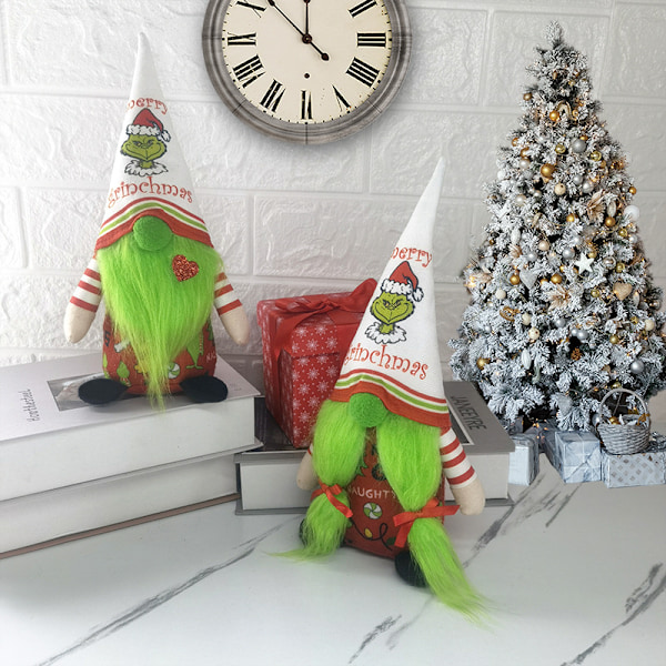 Julgrinchdocka Ansiktslös Docka Grinch Rudolph Festival Inredning Prydnader 2 28*12*8.5