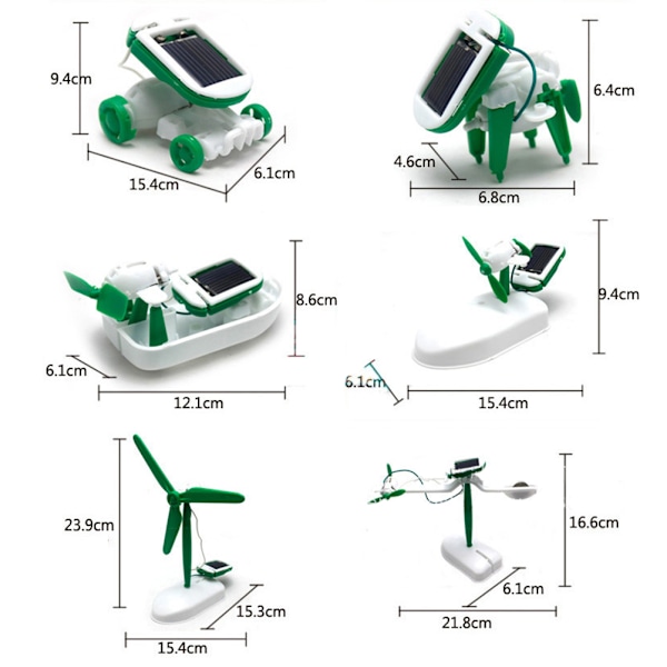 6-i-1 DIY Utbildningslärande Solrobot Sats Barnleksaker Present Självmonterad Solenergi Vetenskapssats