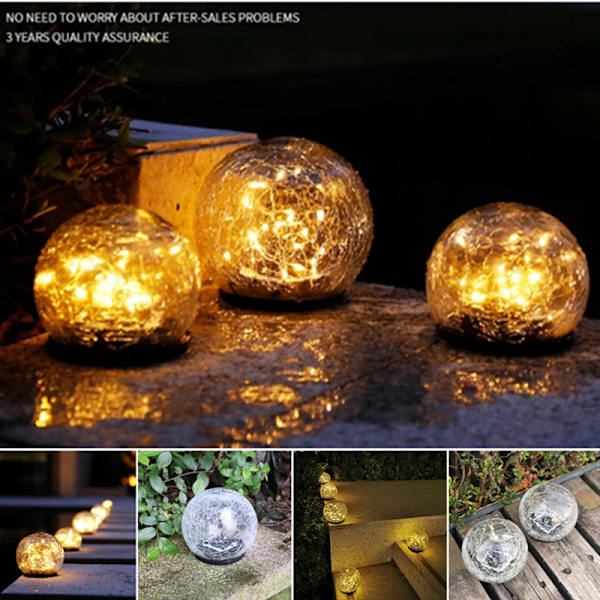 Strödd Glaskula LED Solcellslampa Vattentät 10cm
