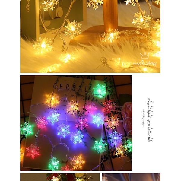 Julfestival Ins Dekorativa Ljus Led Snowflake Belysningskedja Romantisk Batterilåda Warm White 3 M 20led(USB)