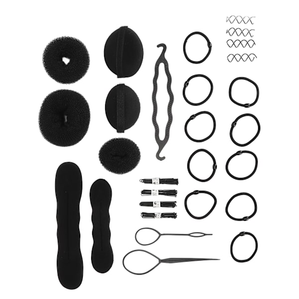 Hårbulleformare Set Stift Elastiska Band Hår Donut Bulle Maker Frisörverktyg Set för Vuxna Barn