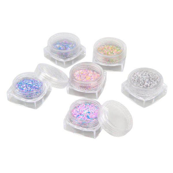 6 Boxar Glittrande Socker Effekt Glitter DIY Hantverk Elegant Nageldamm Sandpulver Nagelsmycke