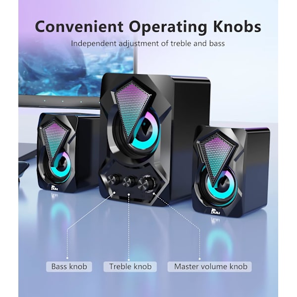 Datorhögtalare 2.1 Högtalare med Subwoofer