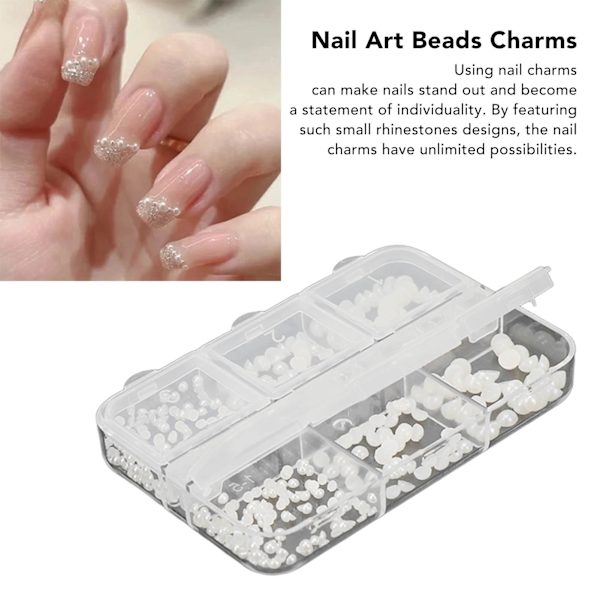 5 Ask Nagelcharms Söta Pärlor Falska Strass Dekoration Manikyr Charms Vit A02