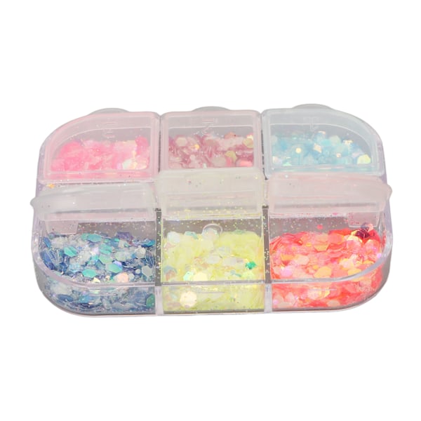 Nagelkonst-paljetter i stil B, blandade färger, iriserande, DIY-design, manikyr, nagelkonstdekorationer, nagelkonstglitterflingor