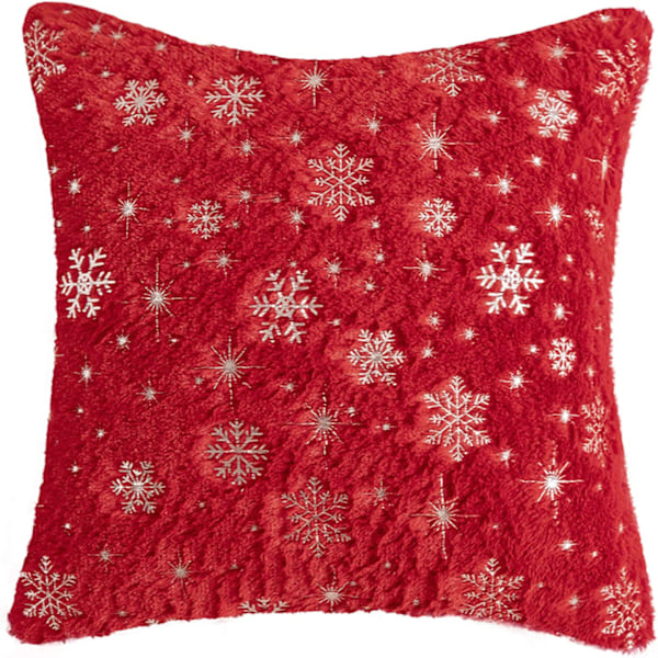 2023 Ny julkudde Snöflinga Förgyllning Plysch Örngott Röd Kudde Bil Hem Kudde White 43*43cm