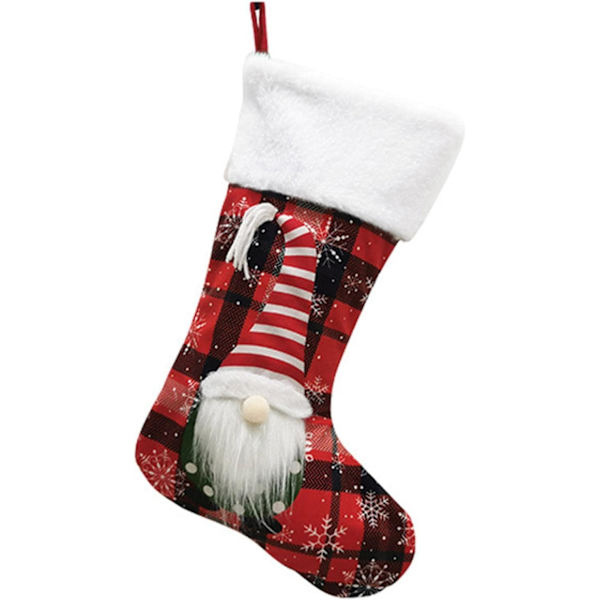 Julstrumpa Väska | Jul Ansiktslösa tomtar Skandinaviska Nisse Tygpåsar red