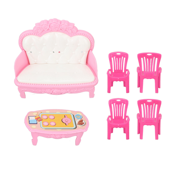 Miniatyr Vardagsrums Möbel Simulerings Soffa Kaffebord Stol Möbelmodell Set för 1/16 Dockhus Typ 1