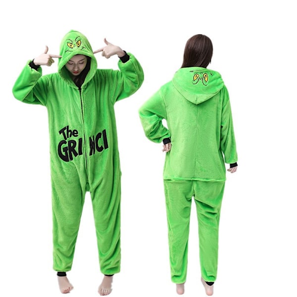 Flanellpyjamas, förtjockade för både män och kvinnor, barnsliga djur, ekorrar, tecknade jumpsuit-pyjamas, hemmakläder, Stitch-fladdermöss Green haired monster 100cm