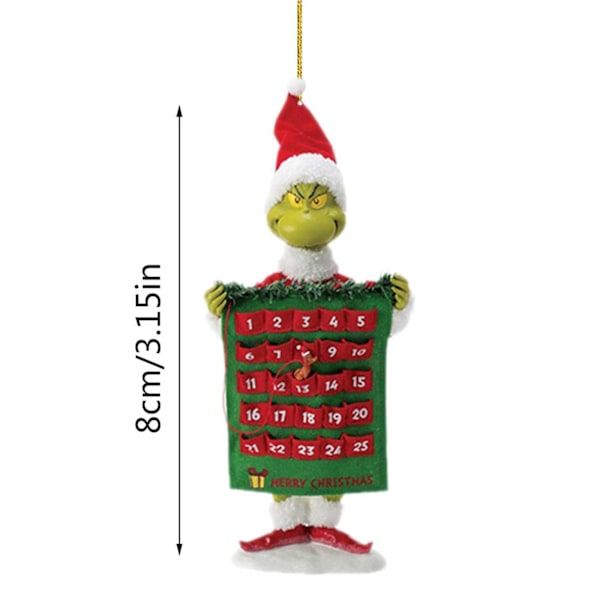 Julgranspynt med Grinch, 2D Plat Acrylhänge, Grön Pälsmonster, Julgran, Semesterdekorationer, Present 11