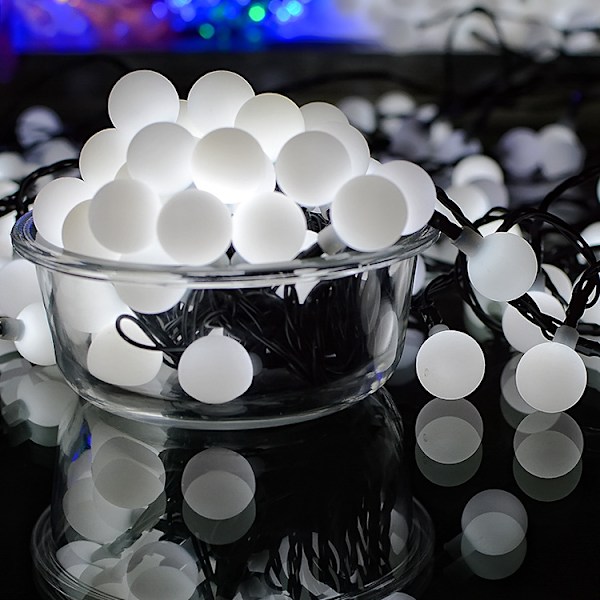 Led färgad lampa frostad liten vit boll julfestival utomhus innergård dekoration batteri box ljus Color 1.5M10led Battery