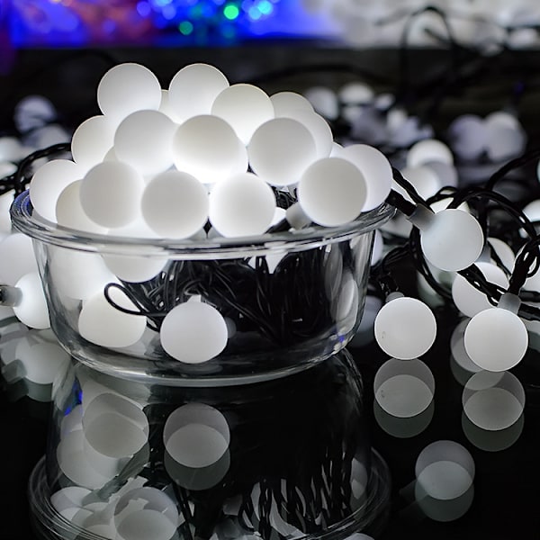 Led färgad lampa frostad liten vit boll julfestival utomhus innergård dekoration batteri box ljus Color 3M20led USB
