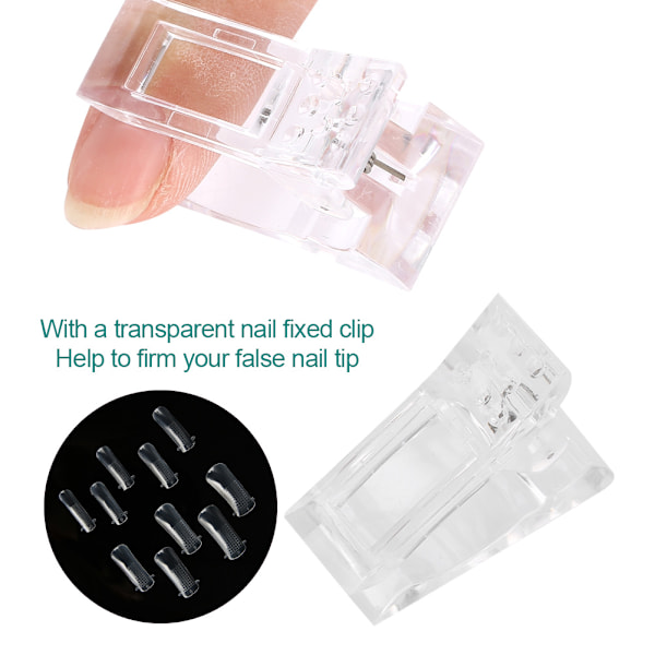 100 st olika storlekar Snabbbyggda Falska Nagelspetsar   Nagelfixering Klämma Nagelkonst Kit Set