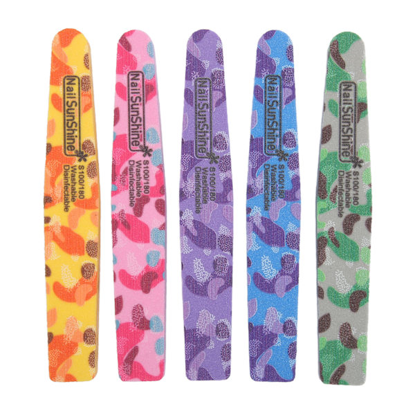 5-pack Nagelfil Reusable Tvättad Färgglad Svamp Plastbräda Nagelfilning Strip för DIY