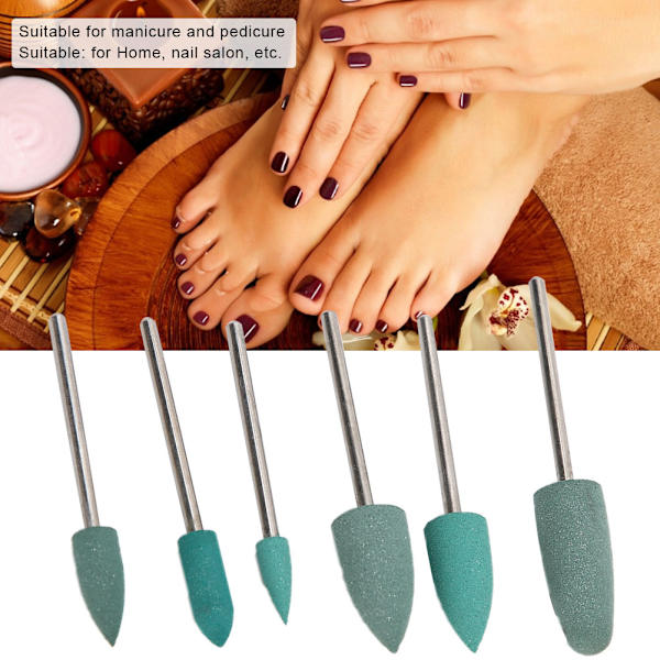 6 st Nagelborrbitar Nagelkonstborr Manikyr Sliphuvud Nagelfinishbitar Tillbehör01