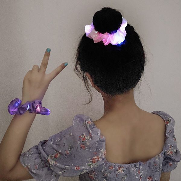 Mode-ledda Glitter Hårband Scrunchies Koreansk Flicka Färgglad Sat