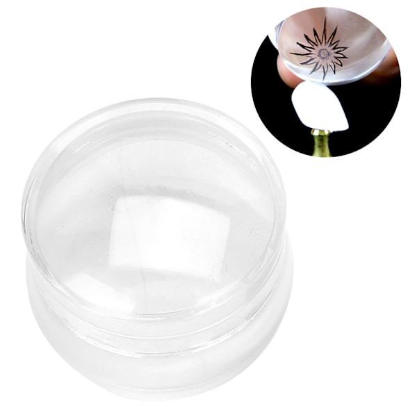 2 st Silikon Nagelstempel med Skrapa Nagelsmyckes Dekorationsverktygssats (Transparent Vit)