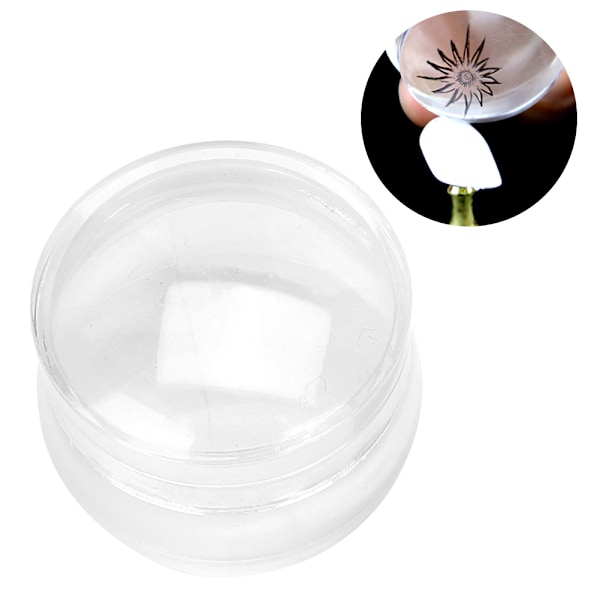 2 st silikon Nail Art Seal Stämpel med skrapa Nail Art Dekoration Tool Kit (Transparent Vit)