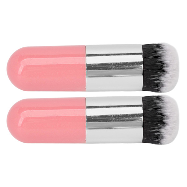 2 st Foundationborste Söt Plump Bärbar Makeupborste Mjuk Kosmetisk Verktyg Rosa Silver