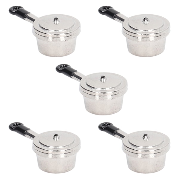 5-pack Mini Soppa Gryta Modell Simulerad Matlagning Leksaker Kök Bordsartiklar för 1:12 Dockhus Liten